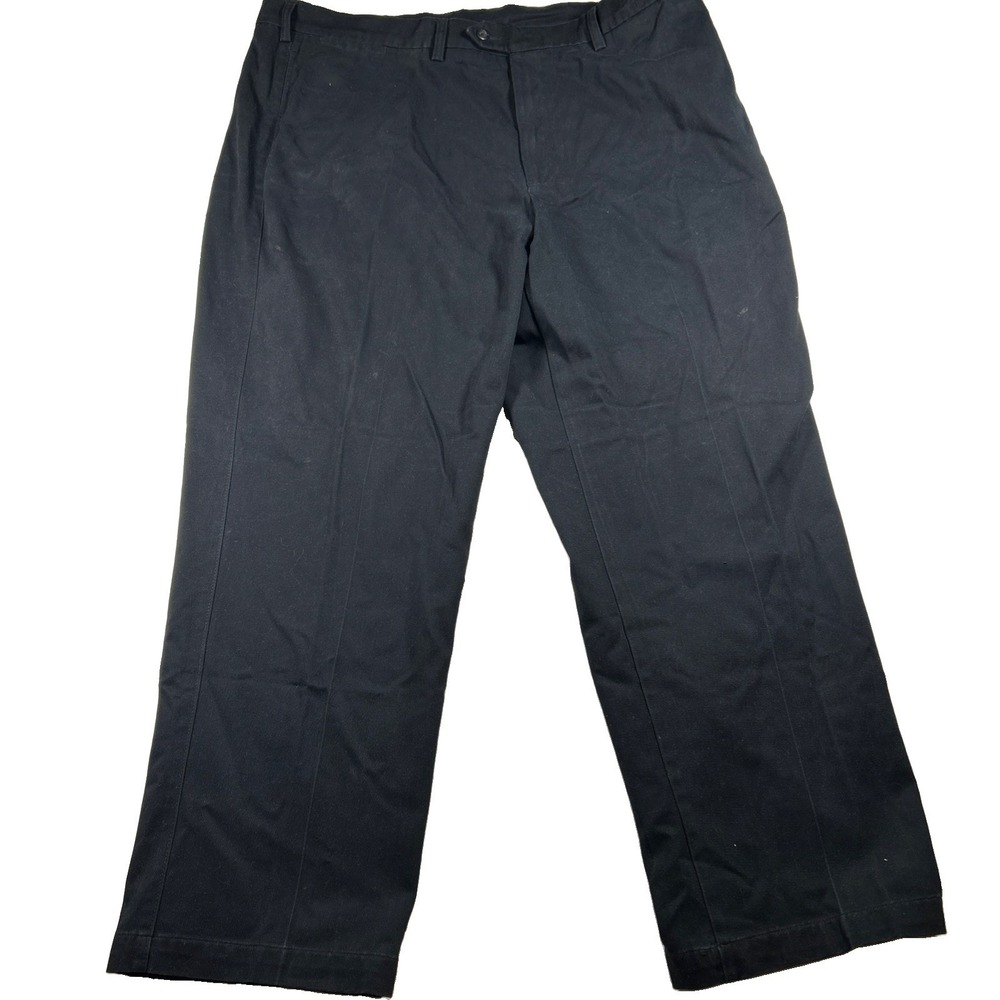 Savane Pants Mens 44x30 Black Chino Flat Front Motion Premium Cotton Distressed